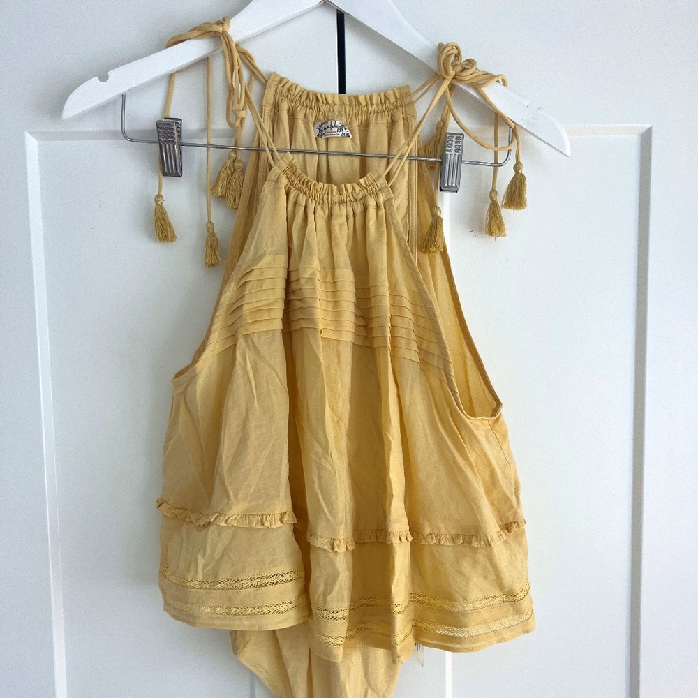 Intimately Free People Light Yellow Halter Neck Bodysuit
